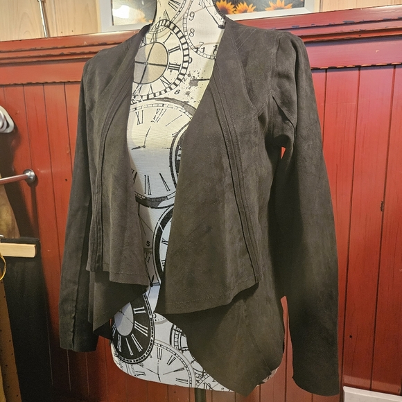 NWOT Naked Zebra faux suede drape open front jacket small - Picture 11 of 12